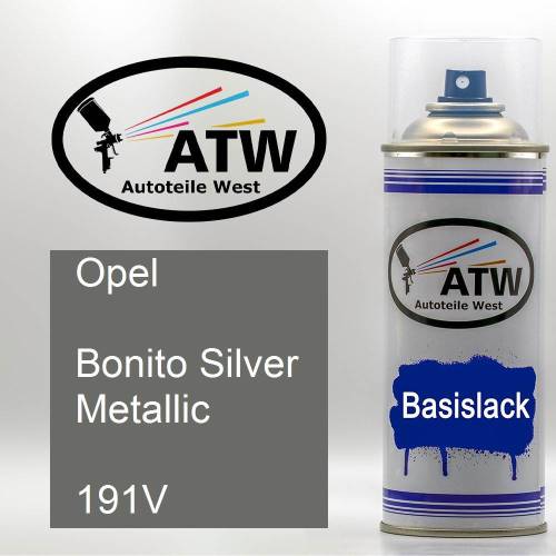 Opel, Bonito Silver Metallic, 191V: 400ml Sprühdose, von ATW Autoteile West.